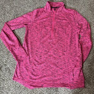Xersion Shirt Activewear Top Women's M Medium Pink Black Heathered 1/4 Zip